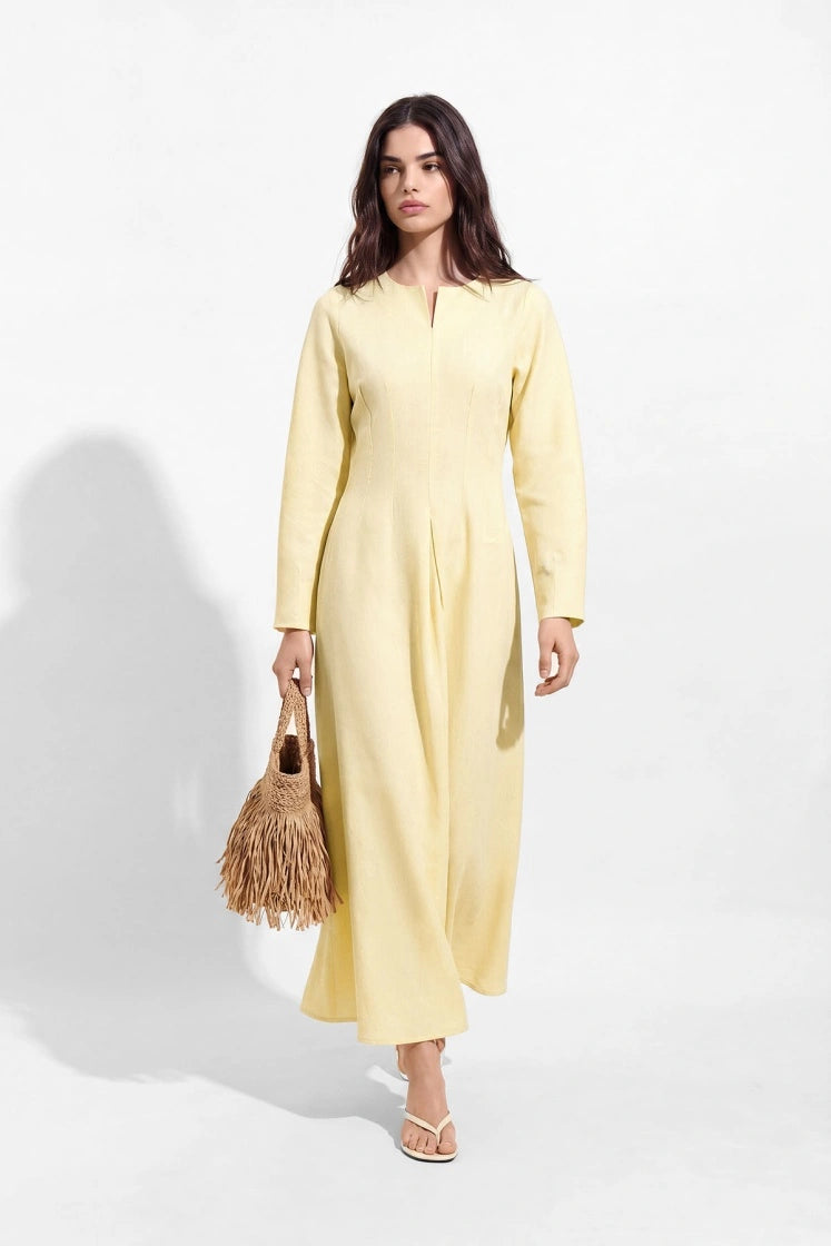 Lyocell Linen Pastel Yellow Dress