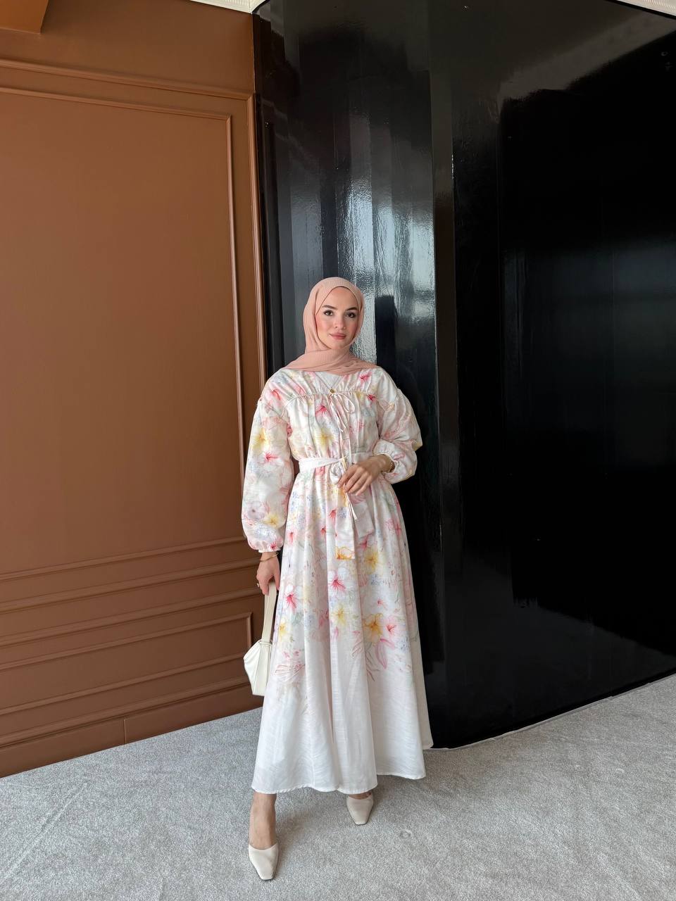 Linen flower dress pink