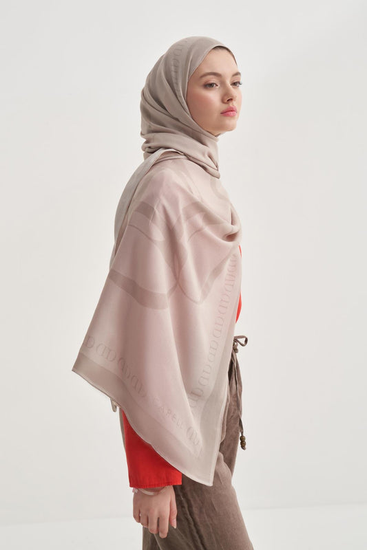 Monogram Scarf Milk Coffee