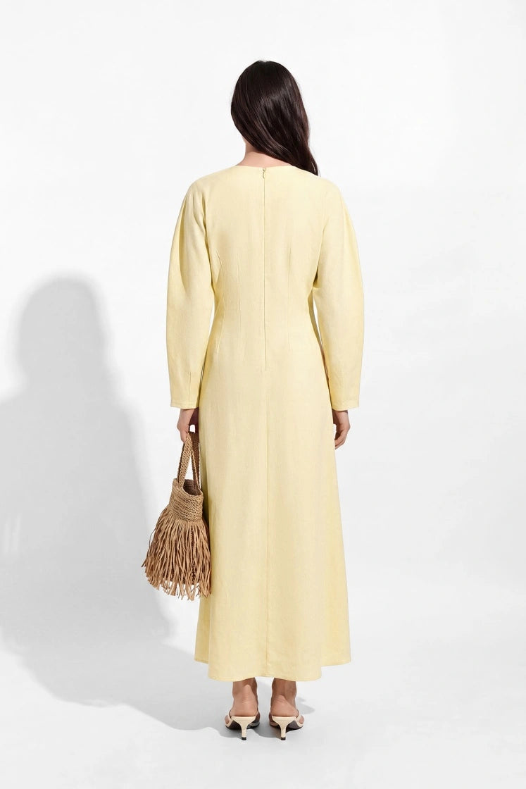 Lyocell Linen Pastel Yellow Dress