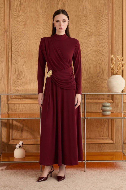 Draped Dress Burgundy