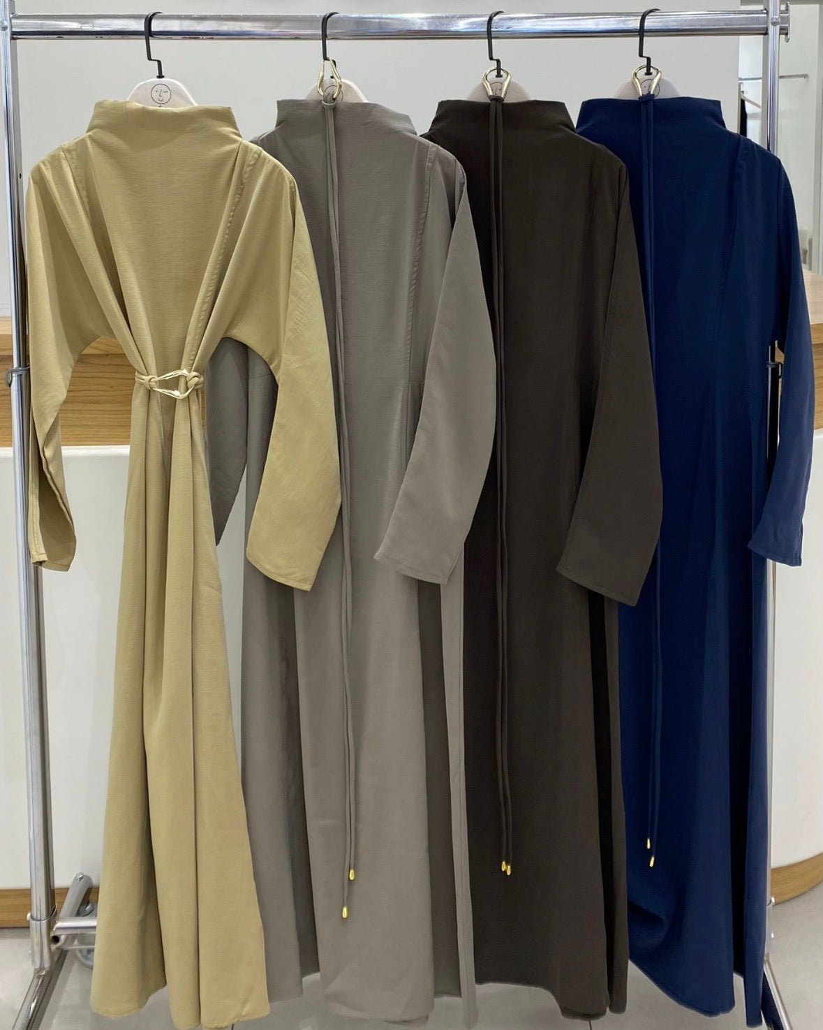 High neck dress taupe