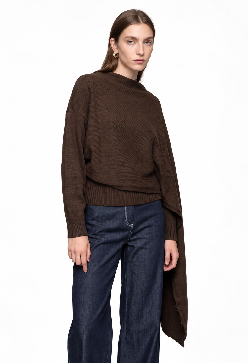 Cape Knit Sweater Brown
