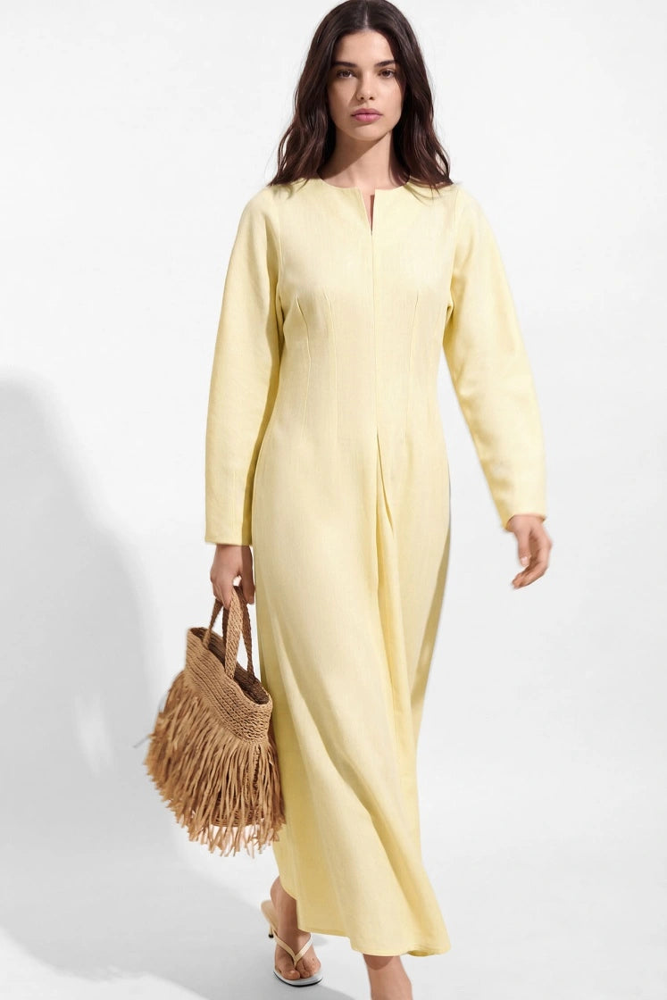 Lyocell Linen Pastel Yellow Dress