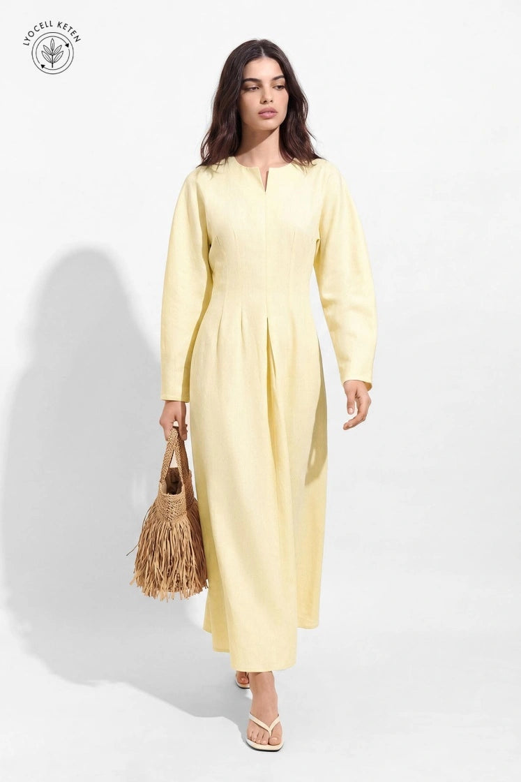 Lyocell Linen Pastel Yellow Dress