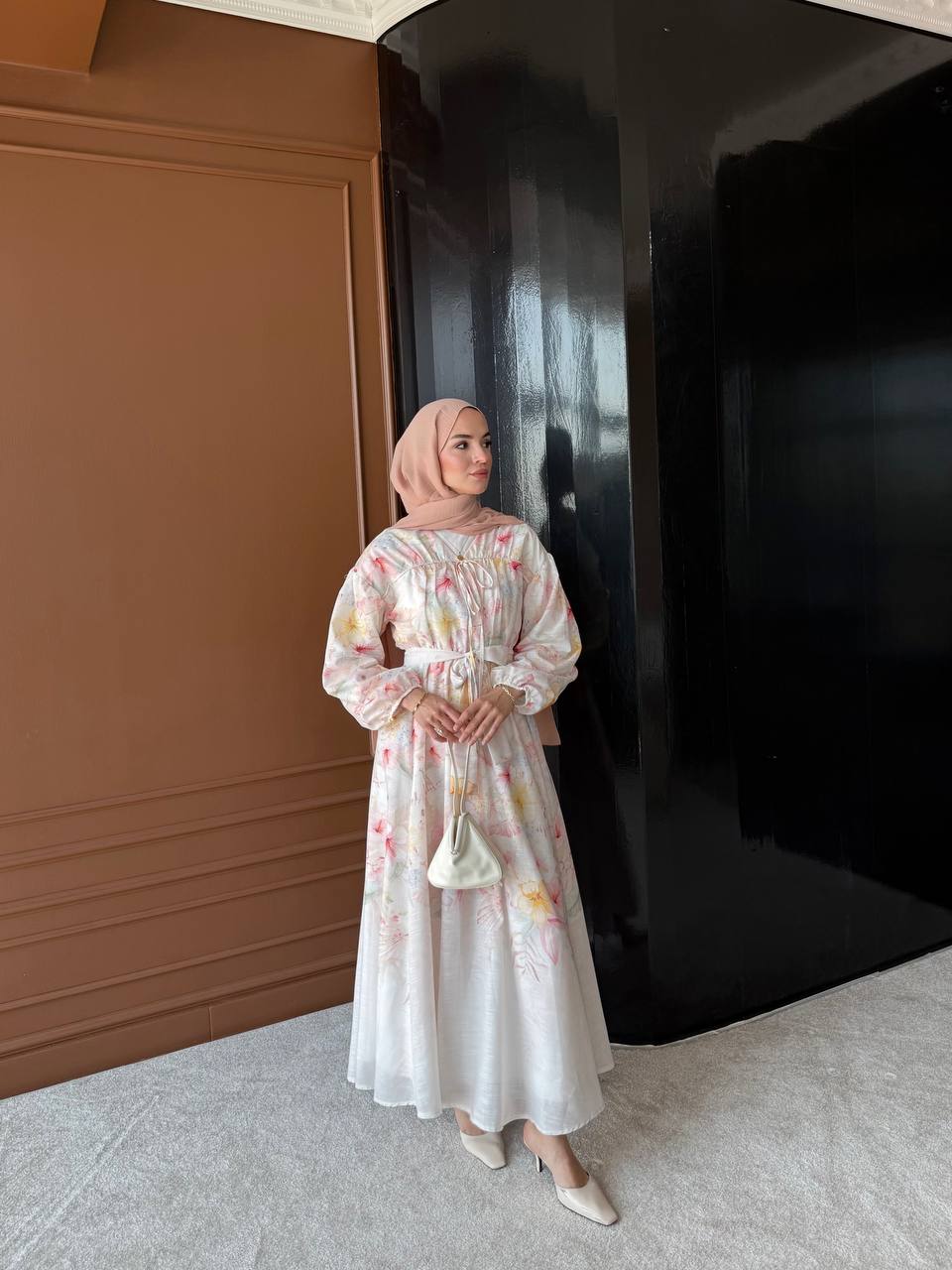 Linen flower dress pink