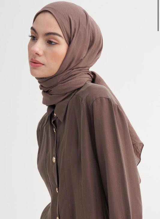 Crinkled Scarf Soft Brown