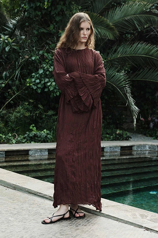 Ruffle Dress Brown