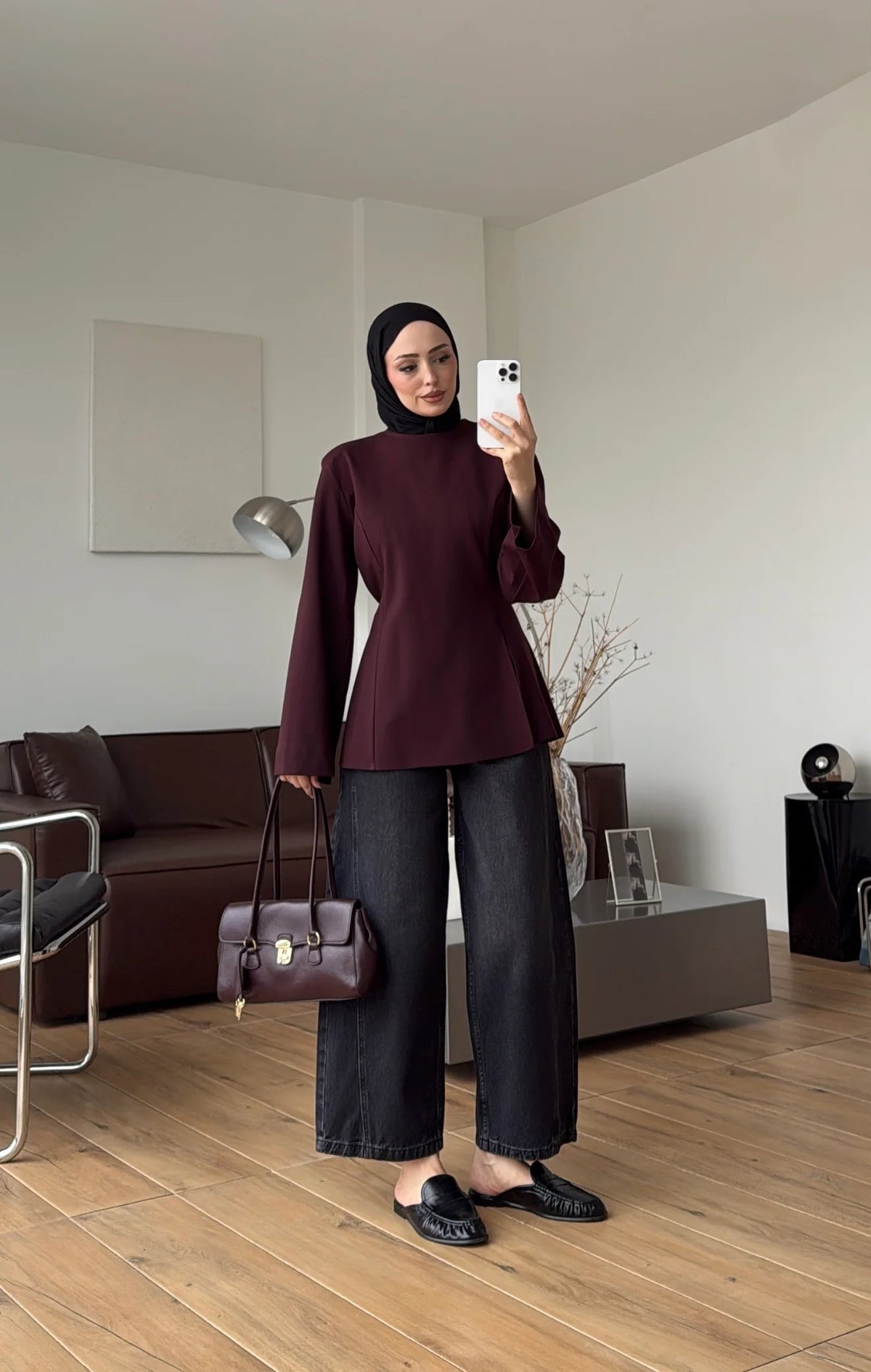 Blouse with Shoulder Pads and Slit Detail