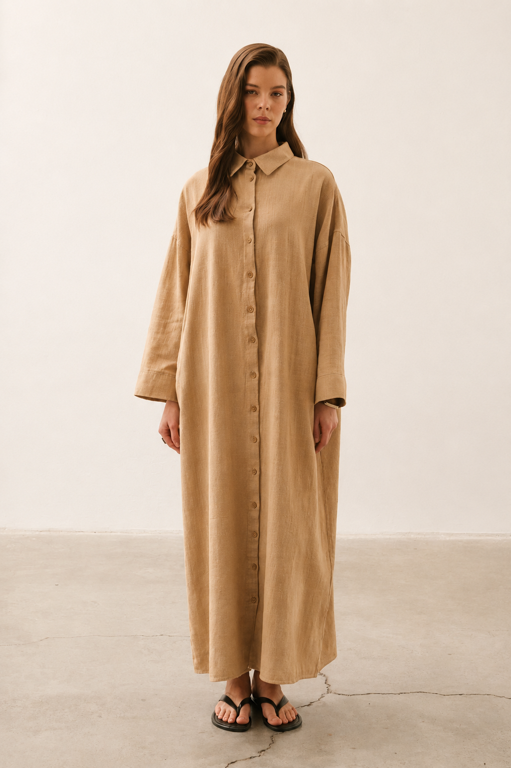 Linen-Textured Dress