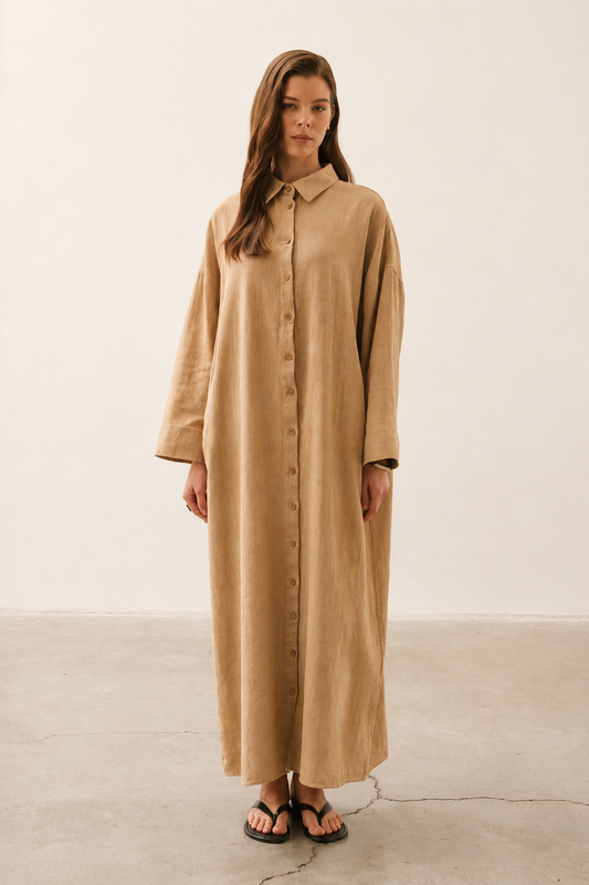 Linen-Textured Dress