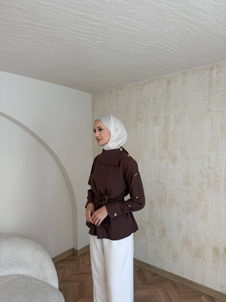 Blouse with Gold Details Brown