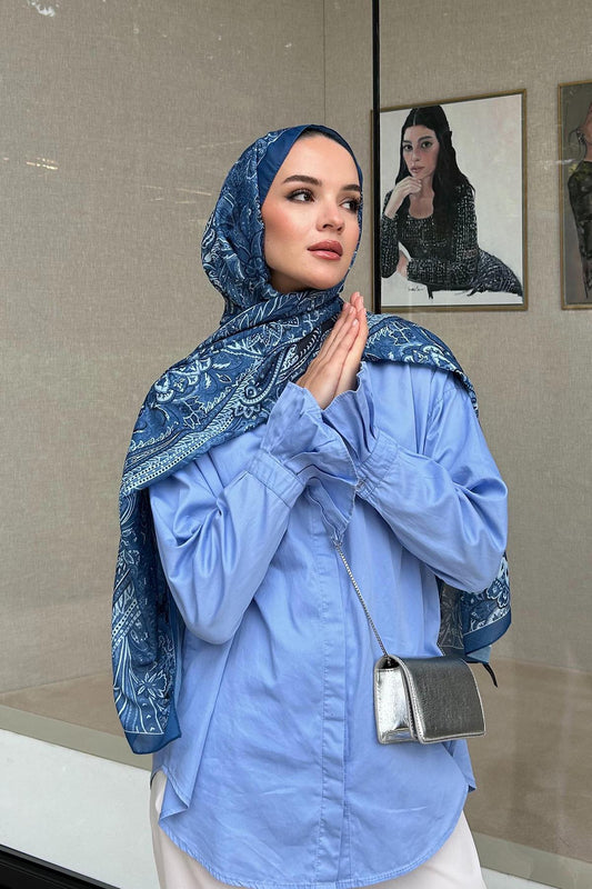 Nilla Cotton Scarf Diamond Blue