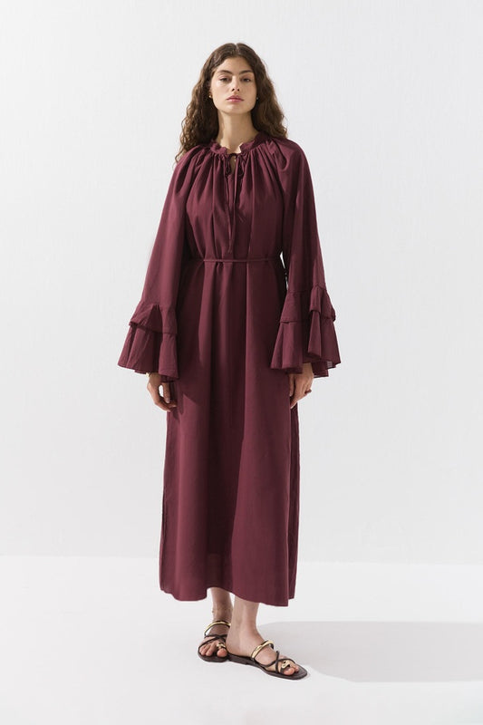 Burgundy Voile Dress